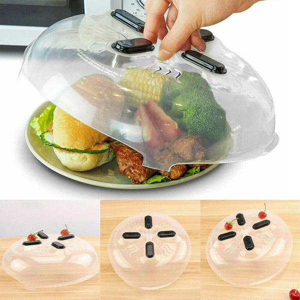 Transparent Magnet Food Splatter Guard Microwave Hover Cover Lid Vented  &Hot Pad