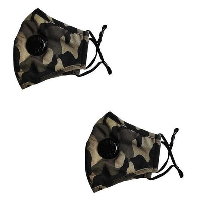 2-Pack: Multilayer Non-Medical Reusable Face Mask with Filter / Camo Dark
