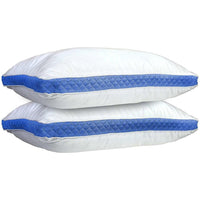 2-Pack: Premium Gusseted Pillows / White/Blue / Queen