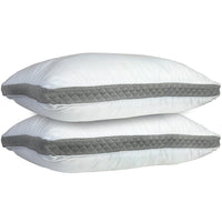 2-Pack: Premium Gusseted Pillows / White/Gray / Queen