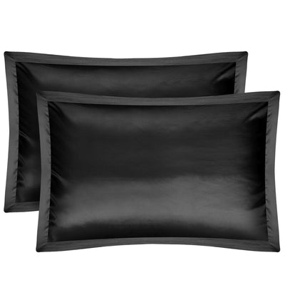 2-Pack: Soft Silky Satin Pillow Case / Black