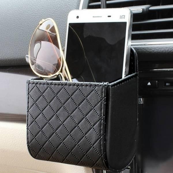 Image of 2-Pack: Universal Car Mobile Phone Bag PU Leather Car Auto Air Outlet Coin Bag Case