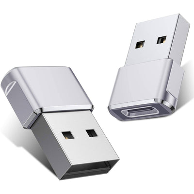2-Pack: USB C Female to USB Male Adapter / Silver