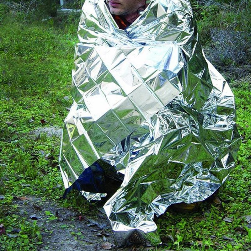 2-Pack: Windproof Aluminum Foil Emergency Blanket For Camping First Aid ...