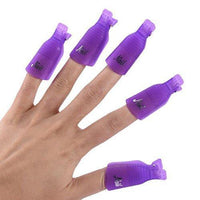 20-Piece Set: Plastic Acrylic Nail Art Soak Off Cap Clip UV Gel Polish Remover Wrap Tool / Purple