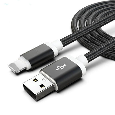 3-Pack: 10FT Heavy Duty Braided iPhone Lightning USB Cable / Black