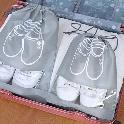 3-Pack: Drawstring Shoe Storage Bag / Gray / Small