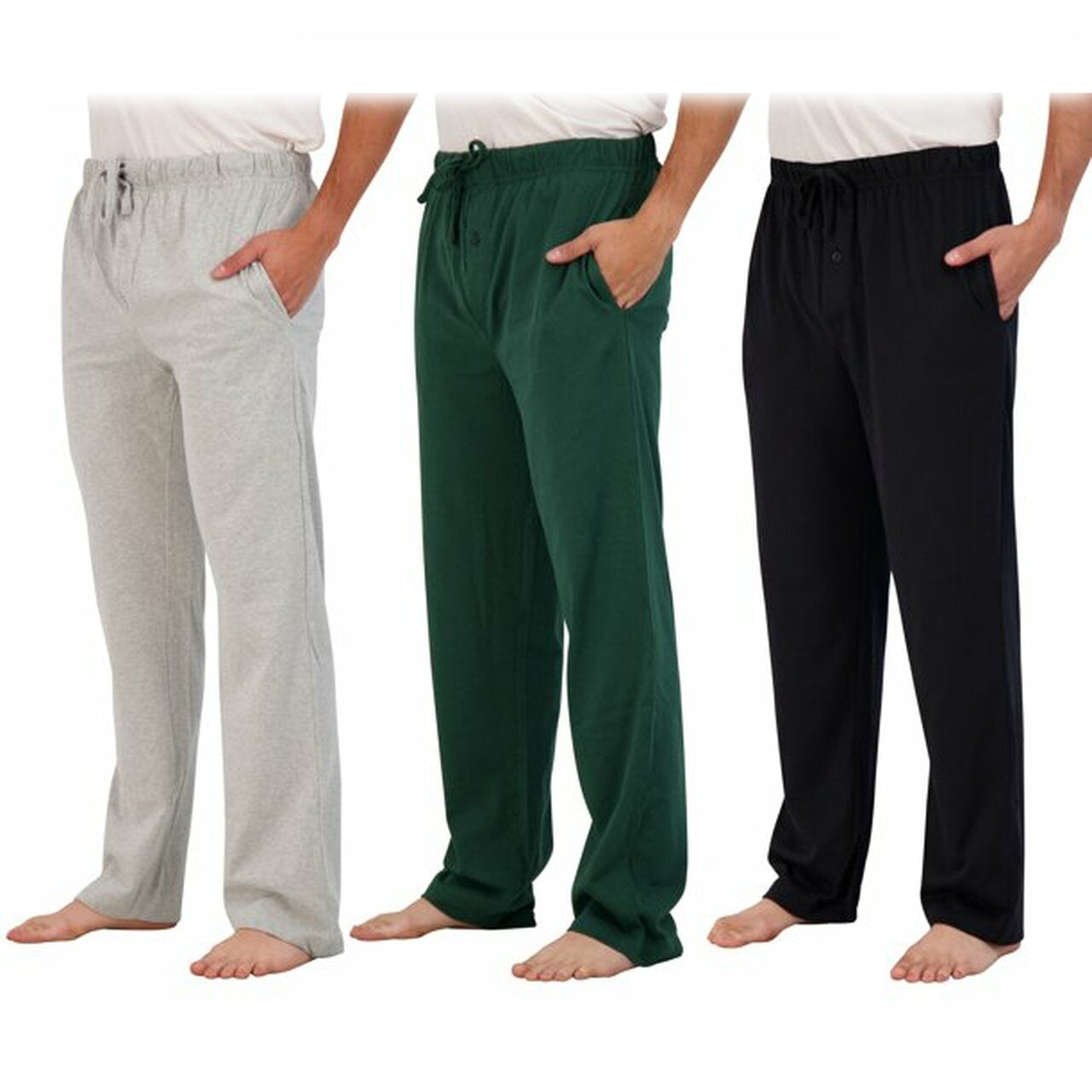 Image of 3-Pack: Men's Cotton Lounge Pajama Pants with Pockets