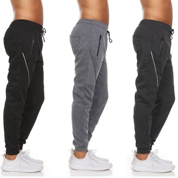 3-Pack: Men's Moisture-Wicking Jogger Pants with Zipper Pockets