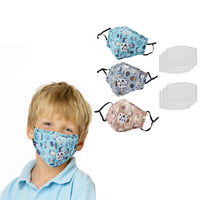 3-Pack: Reusable Kids Face Mask with 6 Filters and Adjustable Earloop