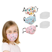 3-Pack: Reusable Kids Face Mask with 6 Filters and Adjustable Earloop