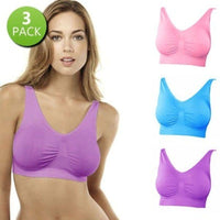 3-Pack: Seamless Comfy Bras - Assorted Color Sets / Colorful / Medium