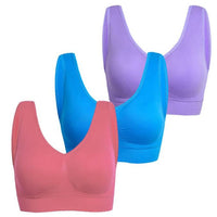 3-Pack: Seamless Miracle Bras with Removable Pads - Assorted Color Sets / Colorful / Medium