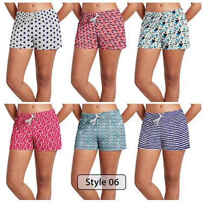 3-Pack: Women's Comfy Lounge Bottom Pajama Shorts with Drawstring / Style 6 / Large