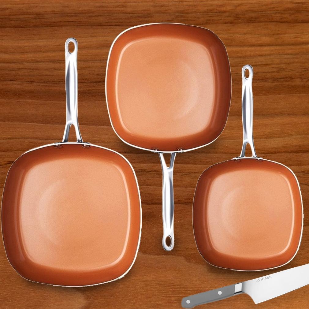 Gotham Steel XL 11 Copper Deep Square All in One 6 Qt Chef Pan- 4 Piece  Set NEW 80313014925