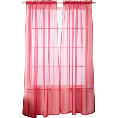 4-Pack: Dorian Solid Sheer Rod Pocket Curtain Panels / Rose