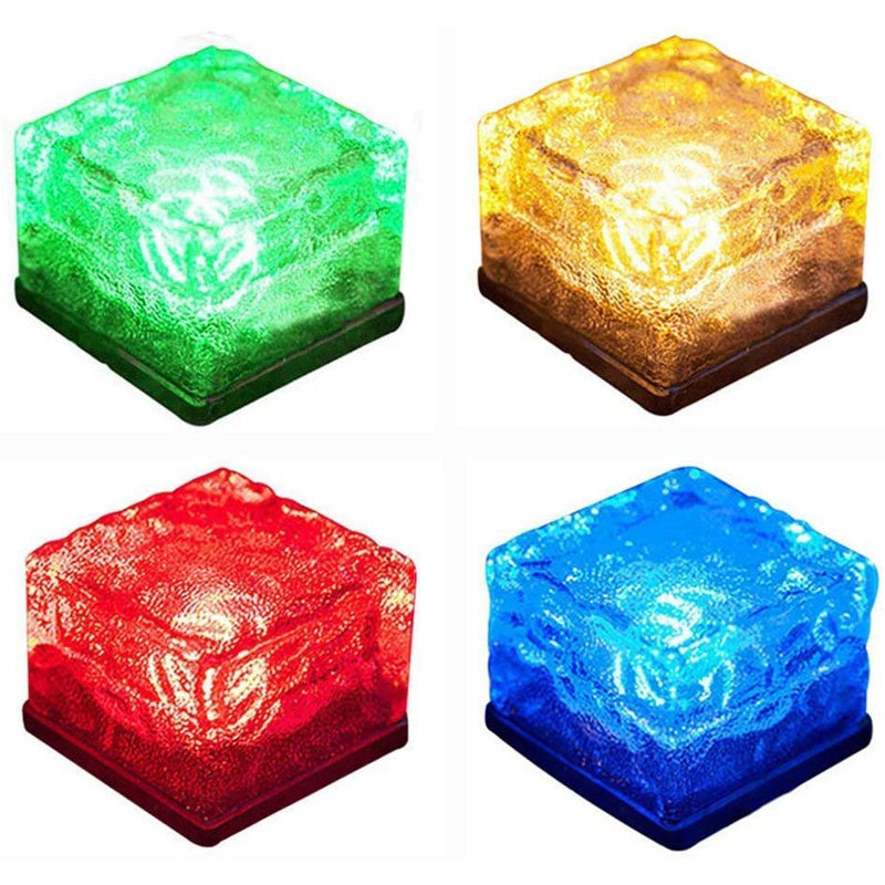 solar powered glass brick lights