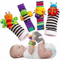 4-Piece: Cute Animal Soft Baby Socks Toys Wrist Rattles Set
