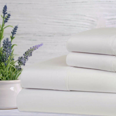 4-Piece Set: Bamboo Lavender Infused Scented Sheet Set / White / Full