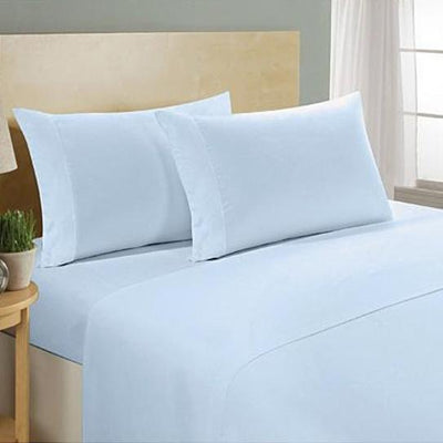 4-Piece Set: Ultra Soft 1800 Series Bamboo Blend Sheets / Light Blue / Queen