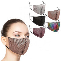 5-Pack: Bling Sequin Face Masks with Adjustable Ear Loops