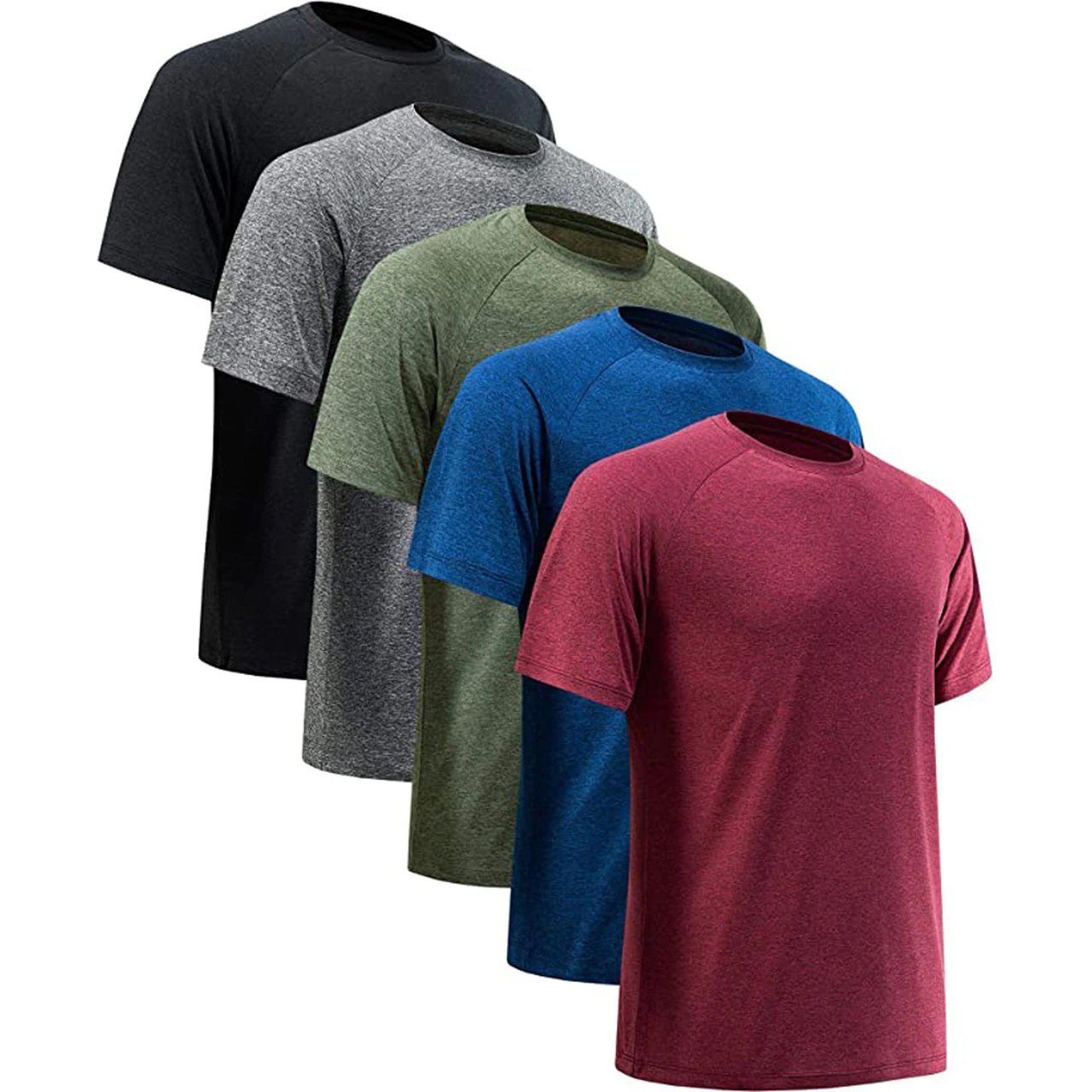 5-Pack: Men's Active Athletic Dry-Fit Performance Tees