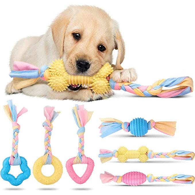 Image of 6-Pack: Puppy Teething Chew Toys with Interactive Ropes