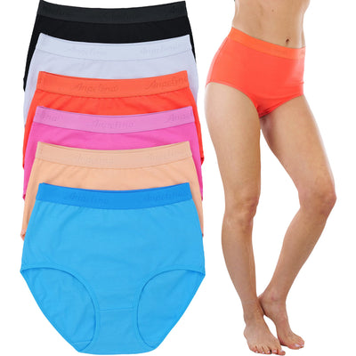 6-Pack: ToBeInStyle Women's High Waisted Solid Beach Vibe Gridle Panties / 2XL