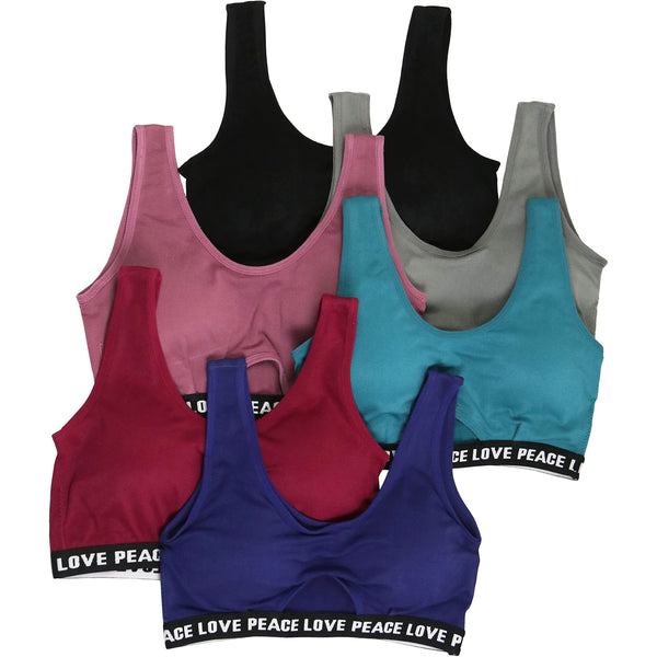 ToBeInStyle Women's Pack of 6 Vibrant Racerback Sports Bras