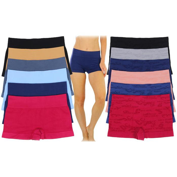 6-Pack: ToBeInStyle Women's Stretch Microfiber Cheeky Boyshort Panties