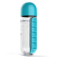 7-Day Pill Tablet Medicine Organizer Water Drink Bottle Holder Box / Blue