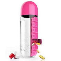 7-Day Pill Tablet Medicine Organizer Water Drink Bottle Holder Box / Pink