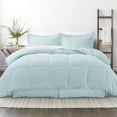 8-Piece: Bed in a Box Hypoallergenic Double Brushed Deep Pocket Set / Aqua Blue / King