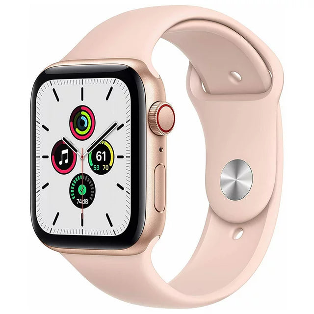 Image of Apple Watch SE 40mm GPS Cellular Aluminum Gold Case Pink Sport Band (Refurbished)