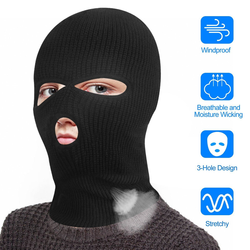 Balaclava Face Mask 3-Hole Knitted Windproof Ski Mask Full Face Cover