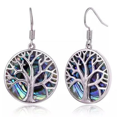 BARZEL Tree Of Life Drop Earrings with Abalone Pearl