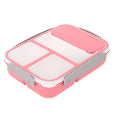 Bento Box Portable Lunch Box Picnic Food Storage with 3 Compartments / Pink