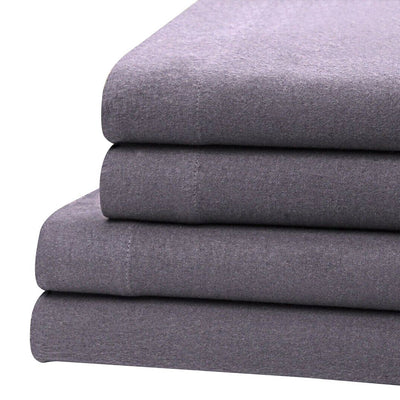 Bibb Home 100% Cotton Solid Flannel Deep Pocket Sheet Set / Gray / Full