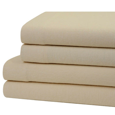 Bibb Home 100% Cotton Solid Flannel Sheet Set / Beige / Twin XL
