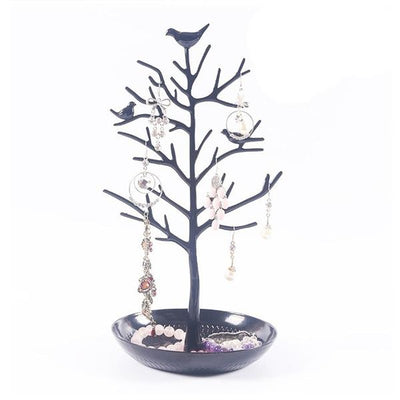 Birds Tree Jewelry Stand Earrings / Black