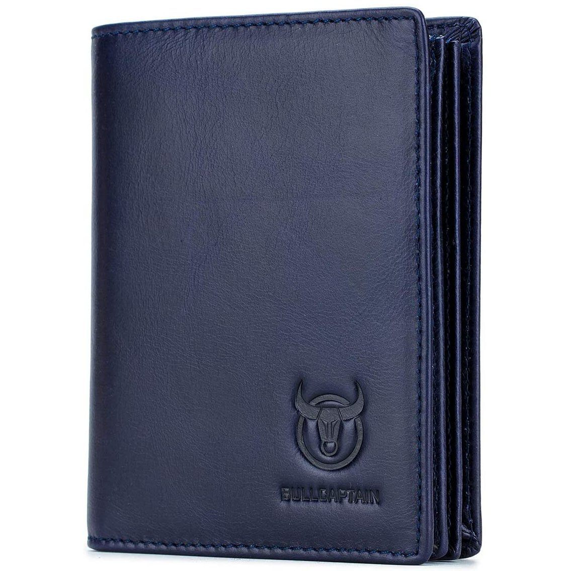 Bullcaptain Large Capacity Genuine Leather Bifold Wallet/Credit Card Holder / Blue 