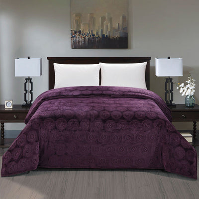 Caesar French Collection Flannel Fleece Blanket / Plum / King