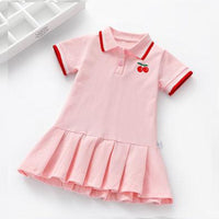 Children Dress Spring Summer Turn-Down Collar / Pink / 2T-90
