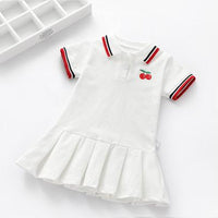 Children Dress Spring Summer Turn-Down Collar / White / 2T-90