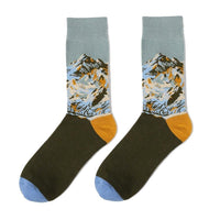 Combed Cotton Funky Casual Knee Socks - Assorted Styles / Himalayas