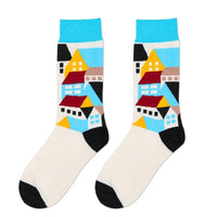 Combed Cotton Funky Casual Knee Socks - Assorted Styles / Swiss