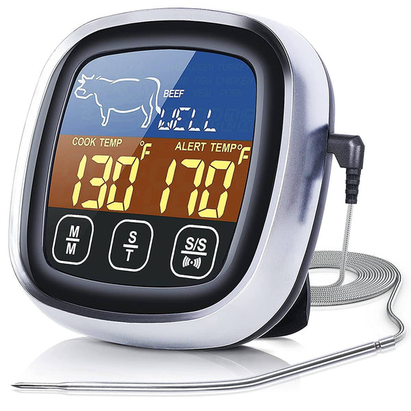 Meat Thermometer, HomLeaFac Dual Probe Digital Instant Read Food Thermometer with Alarm and Calibration Function, Large Backlit Screen Thermometer