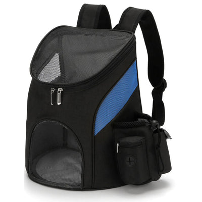 Dog Cat Pets Carrier Bag Travel Backpack / Black/Blue / Large