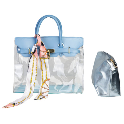 Emma Fashion Tote with Scarf / Turquoise