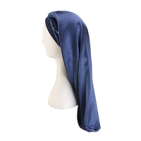 Extra Long Satin Bonnet Sleep Cap Long Bonnet for Braids Hair Loose Cap / Navy Blue